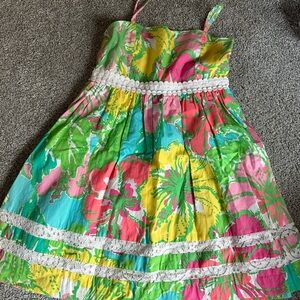 Lilly Pulitzer Girls Bright Floral Sundress in Pink, Yellow, Aqua & Green